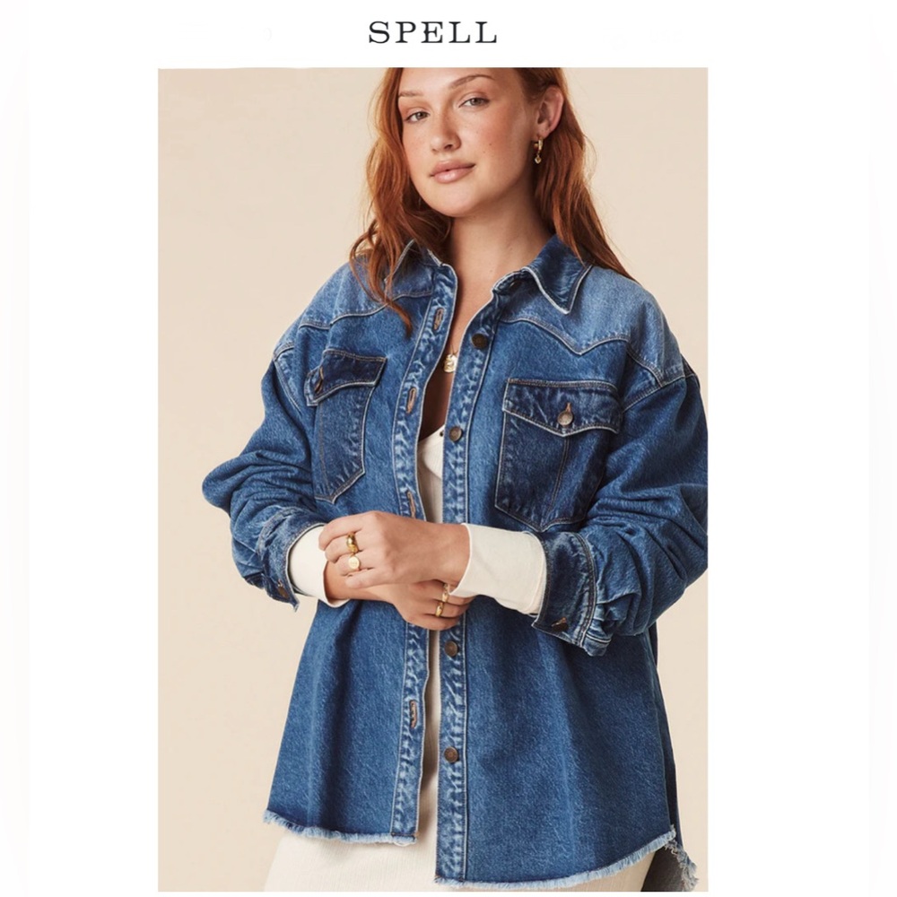 Spell Daisy Patchwork Denim Shirt/Jacket  Sz Large NWTs